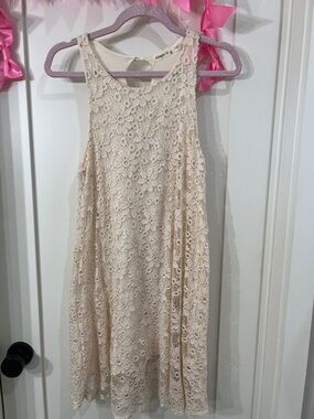 Ginger G Cream Floral Lace Tank Dress